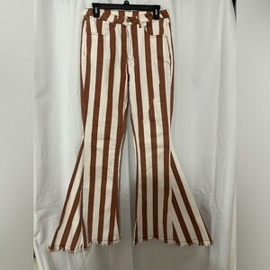 Saints & Hearts large orange/white striped bell bottom jeans